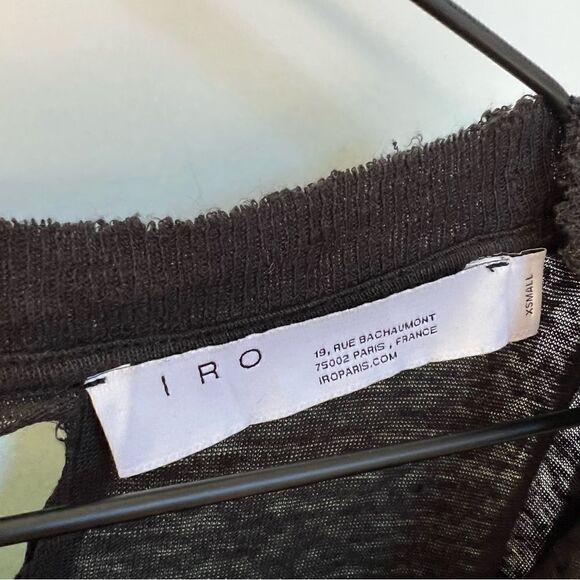 IRO 100% Linen Sturdy Tee Short Sleeve Oversized Cut Out Slouchy Top Black XS - Picture 5 of 13